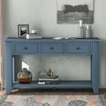 55'' Modern Console Table Sofa Table For Living Room With 3 Drawers And 1 Shelf As Same As Wf299185Aac Blue Solid Wood