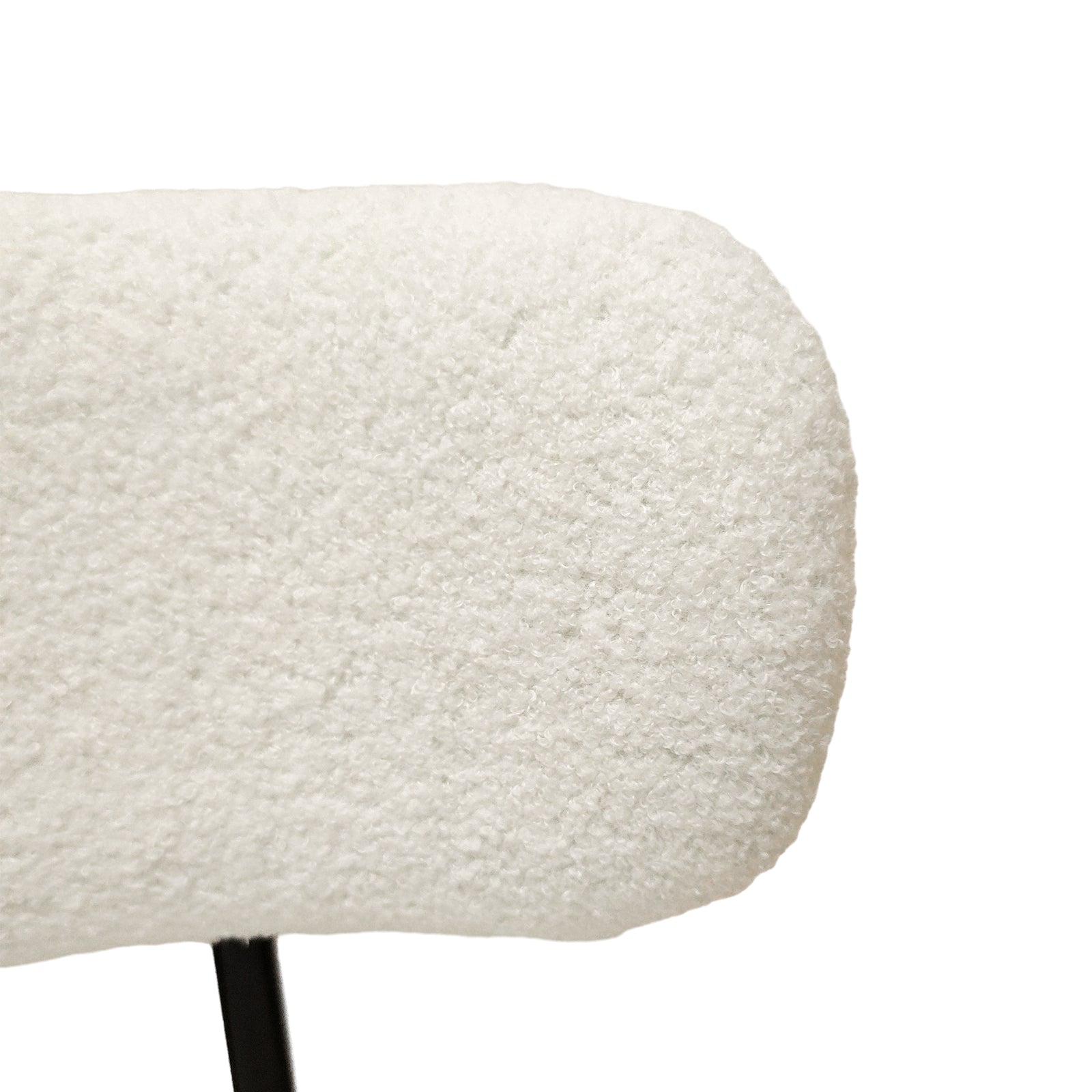 White Dining Chairs Set Of 4, Mid Century Modern Dining Chairs, Kitchen Dining Room Chairs, Curved Backrest Round Upholstered Boucle Dining Chair With Black Metal Legs Metal White Teddy Kitchen Dining Chairs Foam Velvet