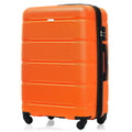 Luggage Set Of 3, 20 Inch With Usb Port, Airline Certified Carry On Luggage With Cup Holder, Abs Hard Shell Luggage With Spinner Wheels, Orange Orange Abs