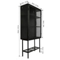 Industrial Cabinet Cupboard With 2 Metal Mesh Doors Adjustable Shelves And Feet Bottom Shelf Anti Tip Dust Free Kitchen Credenza Sideboard Black Black Steel