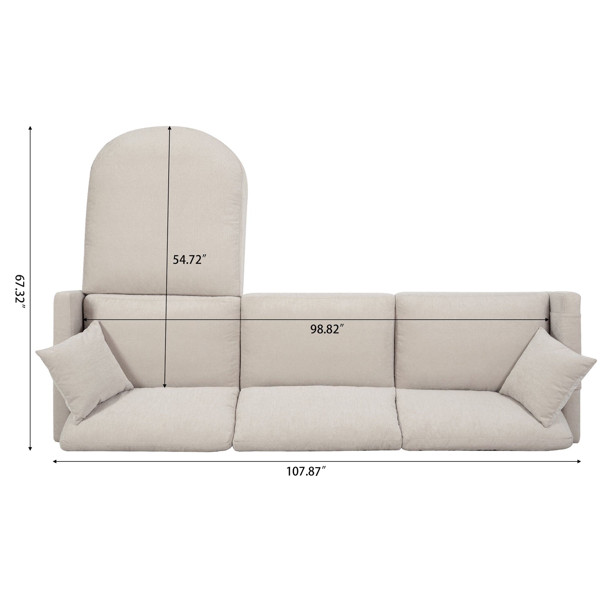 107.87'Sectional Sofa Couch With 1 Ottoman,Seat Cushion And Back Cushion Removable Beige Polyester