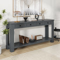 Console Table Sofa Table With Storage Drawers And Bottom Shelf For Entryway Hallway Tan Tan Solid Wood