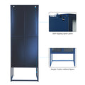 Stylish 4 Door Tempered Glass Cabinet With 4 Glass Doors Adjustable Shelves U Shaped Leg Anti Tip Dust Free Fluted Glass Kitchen Credenza Blue Blue Tempered Glass Sheet Metal Plastic