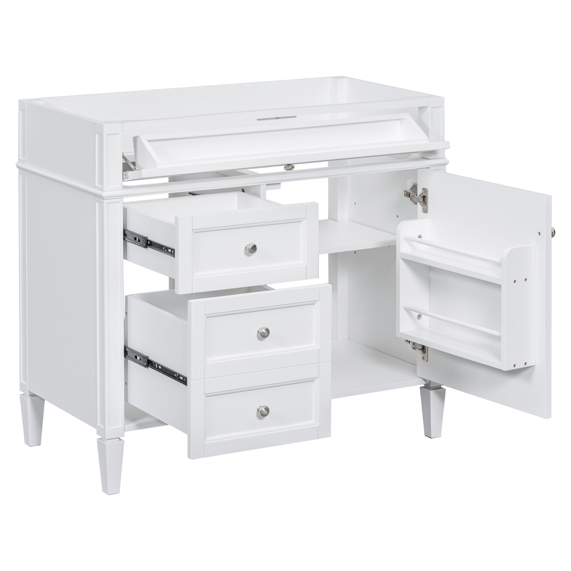 36'' Bathroom Vanity Without Top Sink, Modern Bathroom Storage Cabinet With 2 Drawers And A Tip Out Drawer, Solid Wood Frame Not Include Basin Sink 3 White 1 1 Adjustable Hinges Bathroom Freestanding Solid Wood Mdf Painted