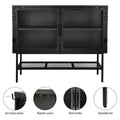 Industrial Double Door Cabinet Console Table With 2 Mesh Doors Adjustable Shelf And Feet Bottom Shelf Anti Tip Dust Free Kitchen Credenza Sideboard Frosted Black Black Steel