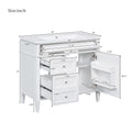 36'' Bathroom Vanity With Top Sink, Modern Bathroom Storage Cabinet With 2 Drawers And A Tip Out Drawer, Single Sink Bathroom Vanity 3 White 1 1 Adjustable Hinges Bathroom Freestanding Solid Wood Mdf Painted