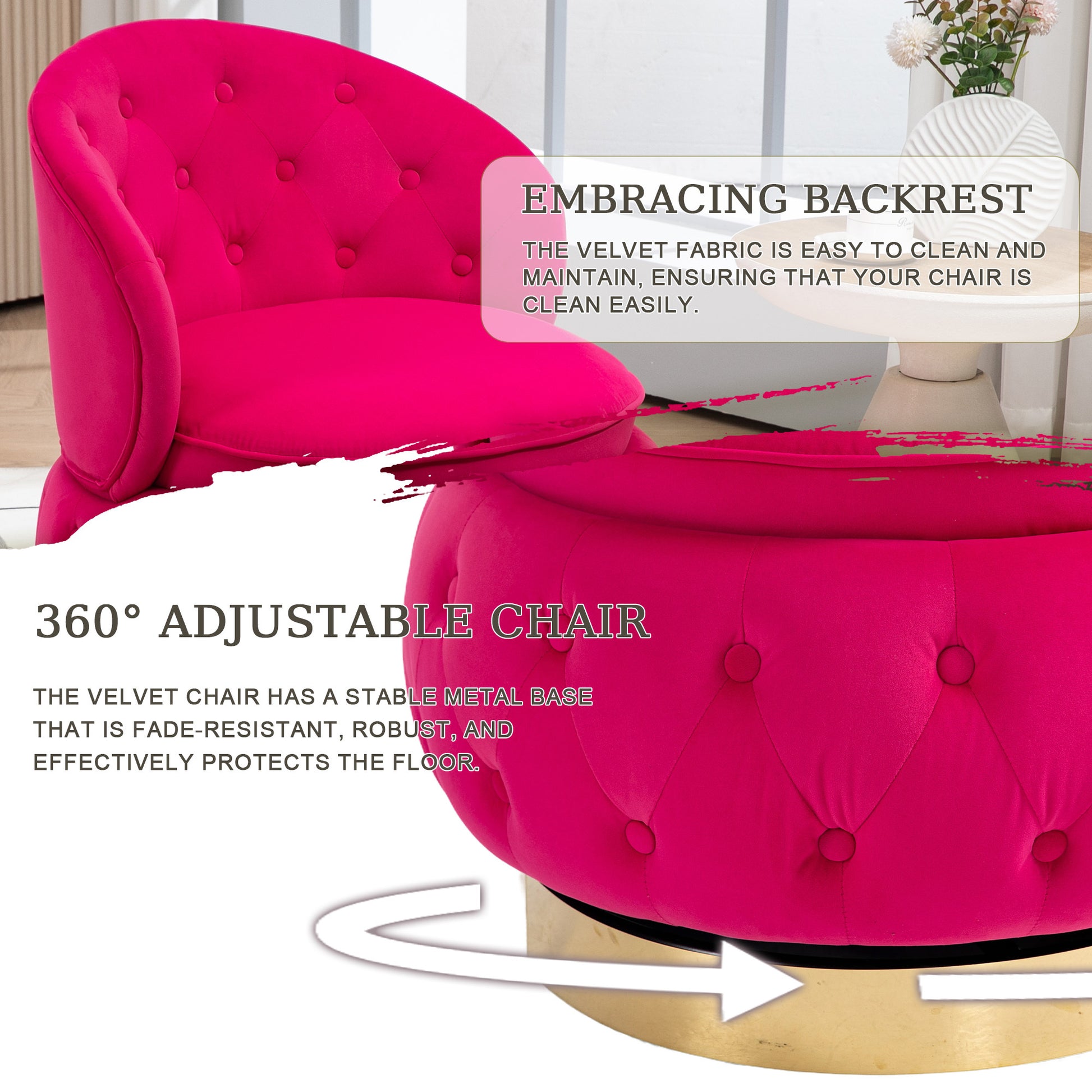 360 Degree Swivel Cuddle Barrel Accent Storage Chairs, Round Armchairs With Wide Upholstered, Fluffy Velvet Fabric Chair For Living Room, Bedroom, Office, Waiting Rooms Red Primary Living Space Foam Velvet