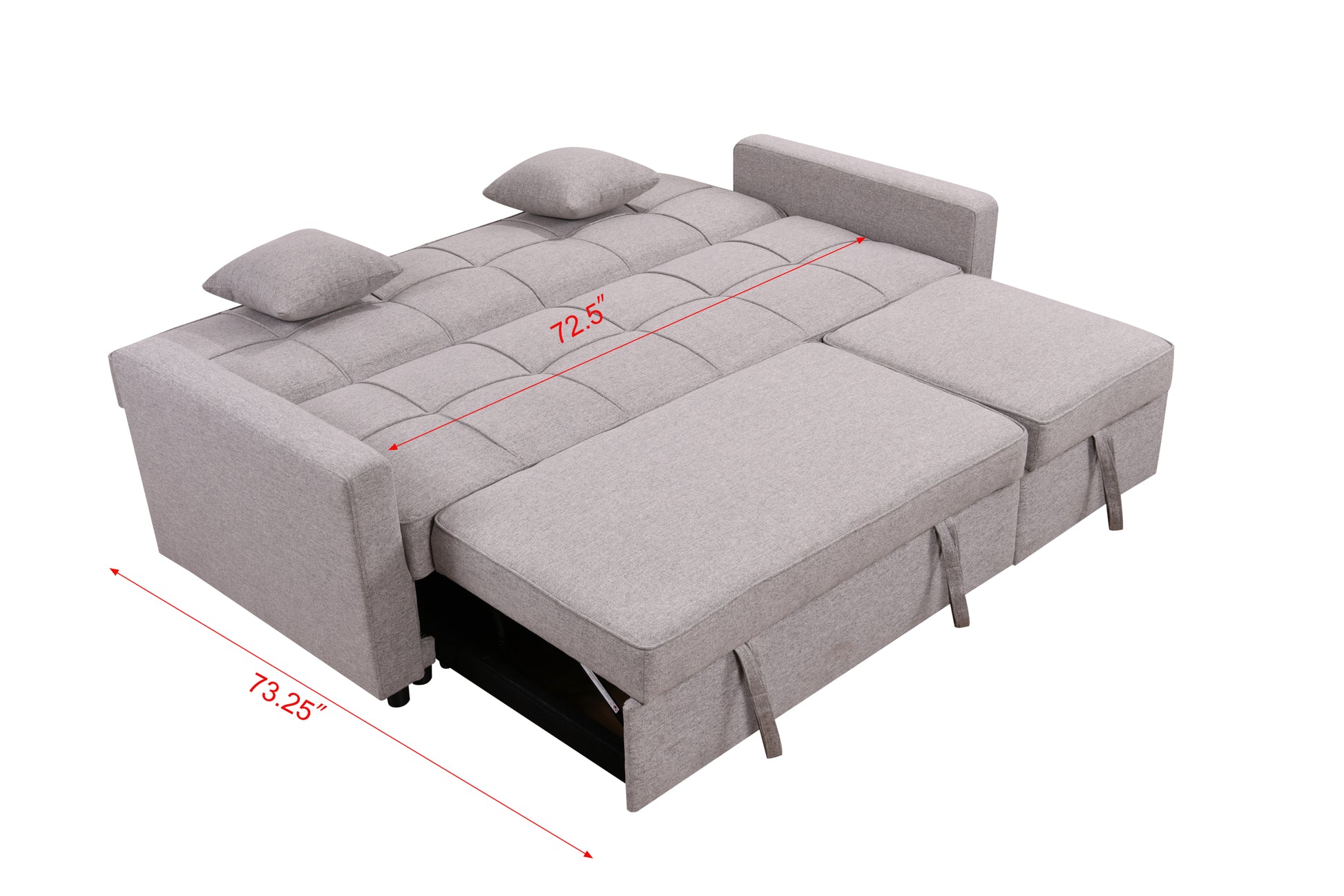 83" Oversized Upholstered Sofa Bed W Pull Out Couch Bed & Adjustable Backrest,3 Seaters Sofa & Couch Convertible Sleep Sofabed For Home Apartment Living Room,Light Gray Light Brown Wood Primary Living Space Heavy Duty Eucalyptus 3 Seat Light Gray Linen