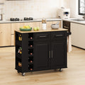 Multi Functional Kitchen Island Cart with 2 Door black-mdf