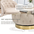 360 Degree Swivel Cuddle Barrel Accent Storage Chairs, Round Armchairs With Wide Upholstered, Fluffy Velvet Fabric Chair For Living Room, Bedroom, Office, Waiting Rooms Beige Primary Living Space Foam Velvet