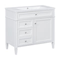 36'' Bathroom Vanity With Top Sink, Modern Bathroom Storage Cabinet With 2 Drawers And A Tip Out Drawer, Single Sink Bathroom Vanity 3 White 1 1 Adjustable Hinges Bathroom Freestanding Solid Wood Mdf Painted