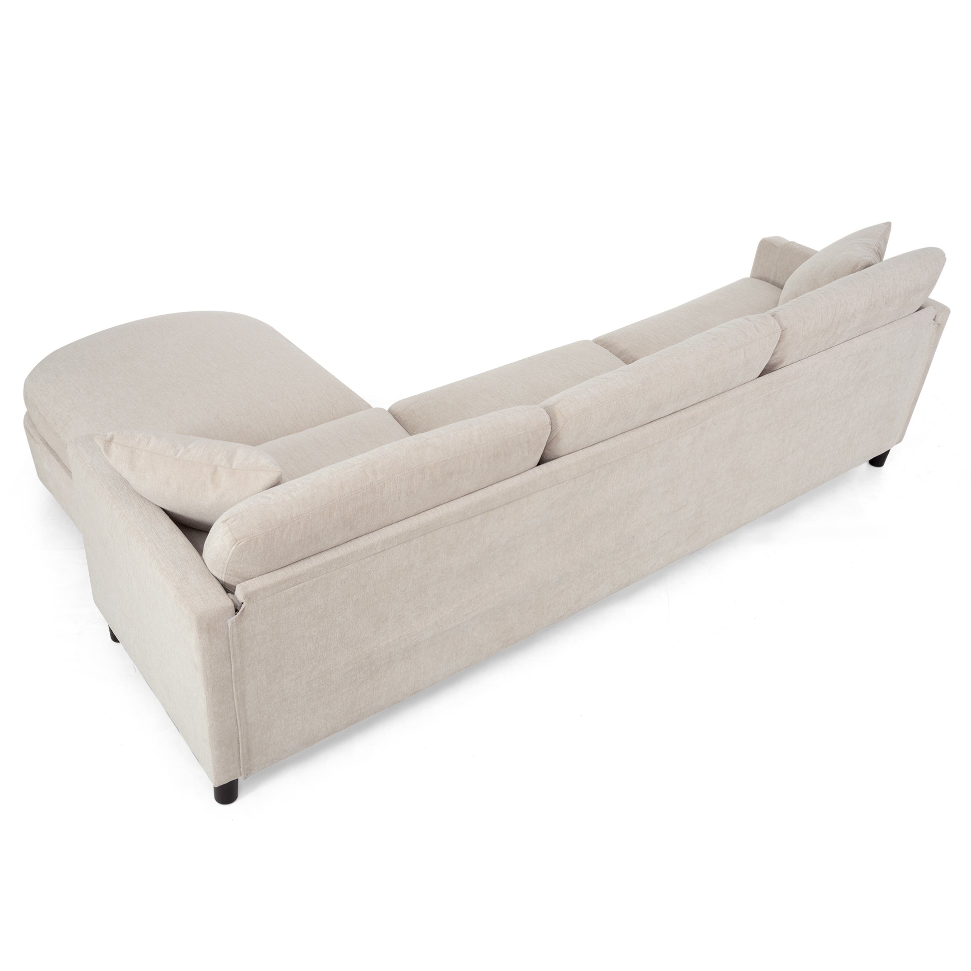 107.87'Sectional Sofa Couch With 1 Ottoman,Seat Cushion And Back Cushion Removable Beige Polyester