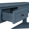 55'' Modern Console Table Sofa Table For Living Room With 3 Drawers And 1 Shelf As Same As Wf299185Aac Blue Solid Wood