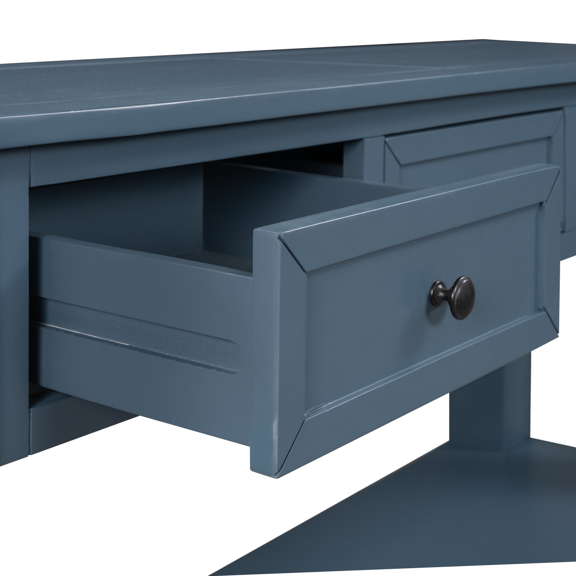 55'' Modern Console Table Sofa Table For Living Room With 3 Drawers And 1 Shelf As Same As Wf299185Aac Blue Solid Wood