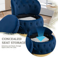 360 Degree Swivel Cuddle Barrel Accent Storage Chairs, Round Armchairs With Wide Upholstered, Fluffy Velvet Fabric Chair For Living Room, Bedroom, Office, Waiting Rooms Navy Primary Living Space Foam Velvet
