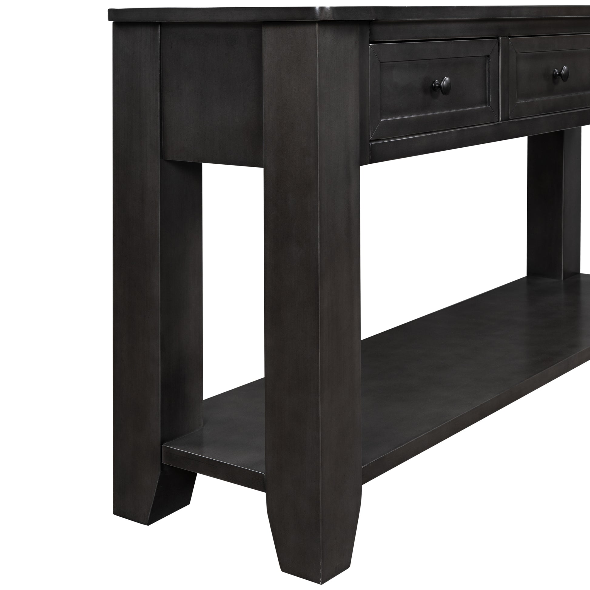 55'' Modern Console Table Sofa Table For Living Room With 3 Drawers And 1 Shelf As Same As Wf299185Aab Black Solid Wood