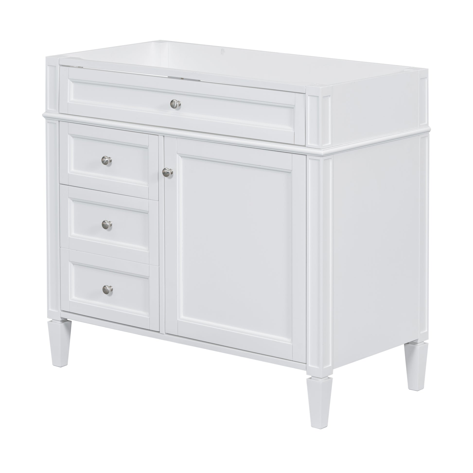 36'' Bathroom Vanity With Top Sink, Modern Bathroom Storage Cabinet With 2 Drawers And A Tip Out Drawer, Single Sink Bathroom Vanity 3 White 1 1 Adjustable Hinges Bathroom Freestanding Solid Wood Mdf Painted