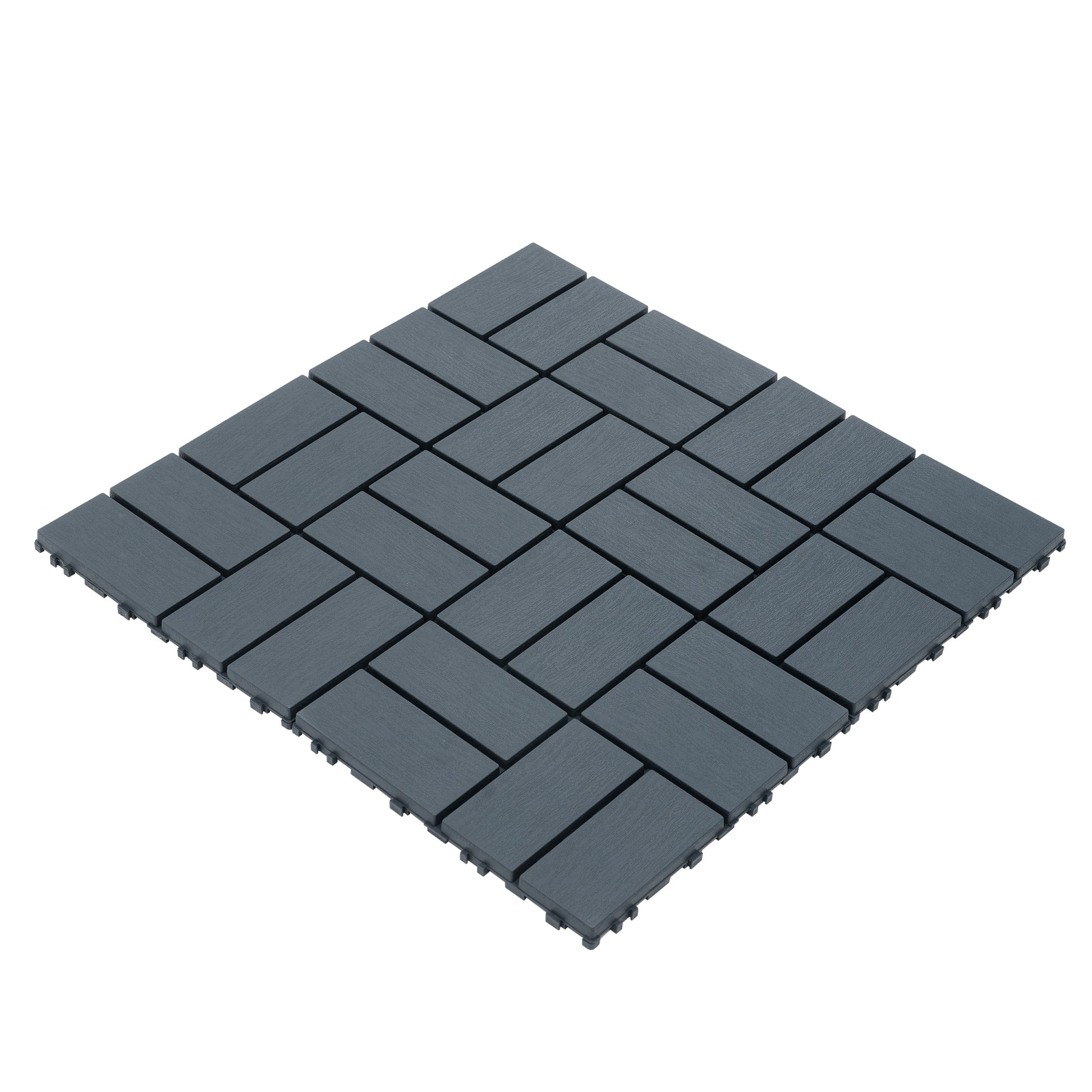 Plastic Interlocking Deck Tiles,44 Pack Patio Deck Tiles,12"X12" Square Waterproof Outdoor All Weather Use, Patio Decking Tiles For Poolside Balcony Backyard, Grey Grey Polypropylene