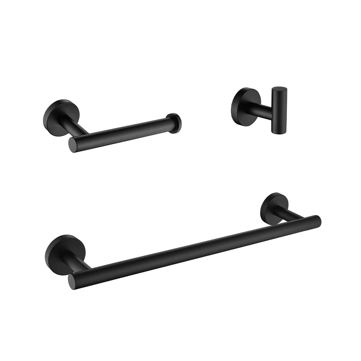 3 Piece Bathroom Hardware Set matte black-stainless steel