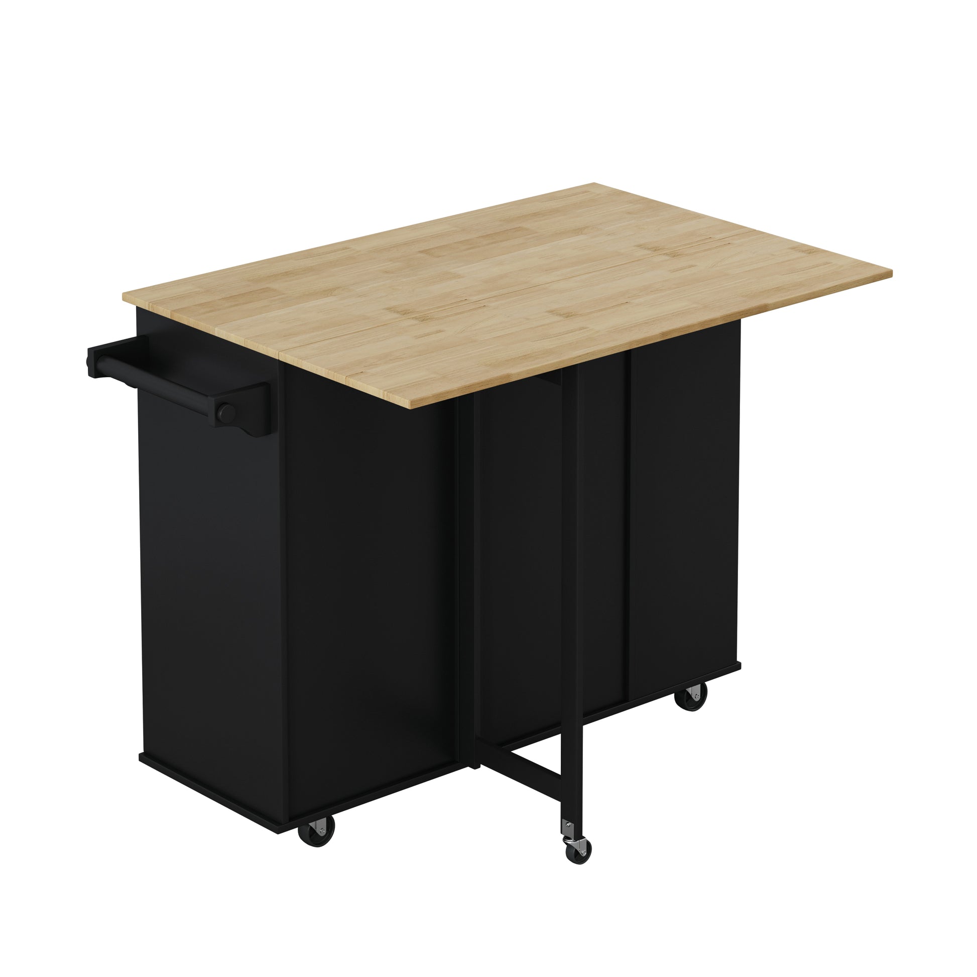 Multi Functional Kitchen Island Cart with 2 Door black-mdf