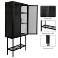 Industrial Cabinet Cupboard With 2 Metal Mesh Doors Adjustable Shelves And Feet Bottom Shelf Anti Tip Dust Free Kitchen Credenza Sideboard Black Black Steel