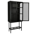 Industrial Cabinet Cupboard With 2 Metal Mesh Doors Adjustable Shelves And Feet Bottom Shelf Anti Tip Dust Free Kitchen Credenza Sideboard Black Black Steel