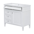 36'' Bathroom Vanity With Top Sink, Modern Bathroom Storage Cabinet With 2 Drawers And A Tip Out Drawer, Single Sink Bathroom Vanity 3 White 1 1 Adjustable Hinges Bathroom Freestanding Solid Wood Mdf Painted