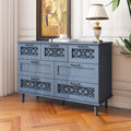 7 Drawer Cabinet, American Furniture, Suitable For Bedroom, Living Room, Study Blue Particle Board