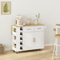 Multi Functional Kitchen Island Cart with 2 Door white-mdf