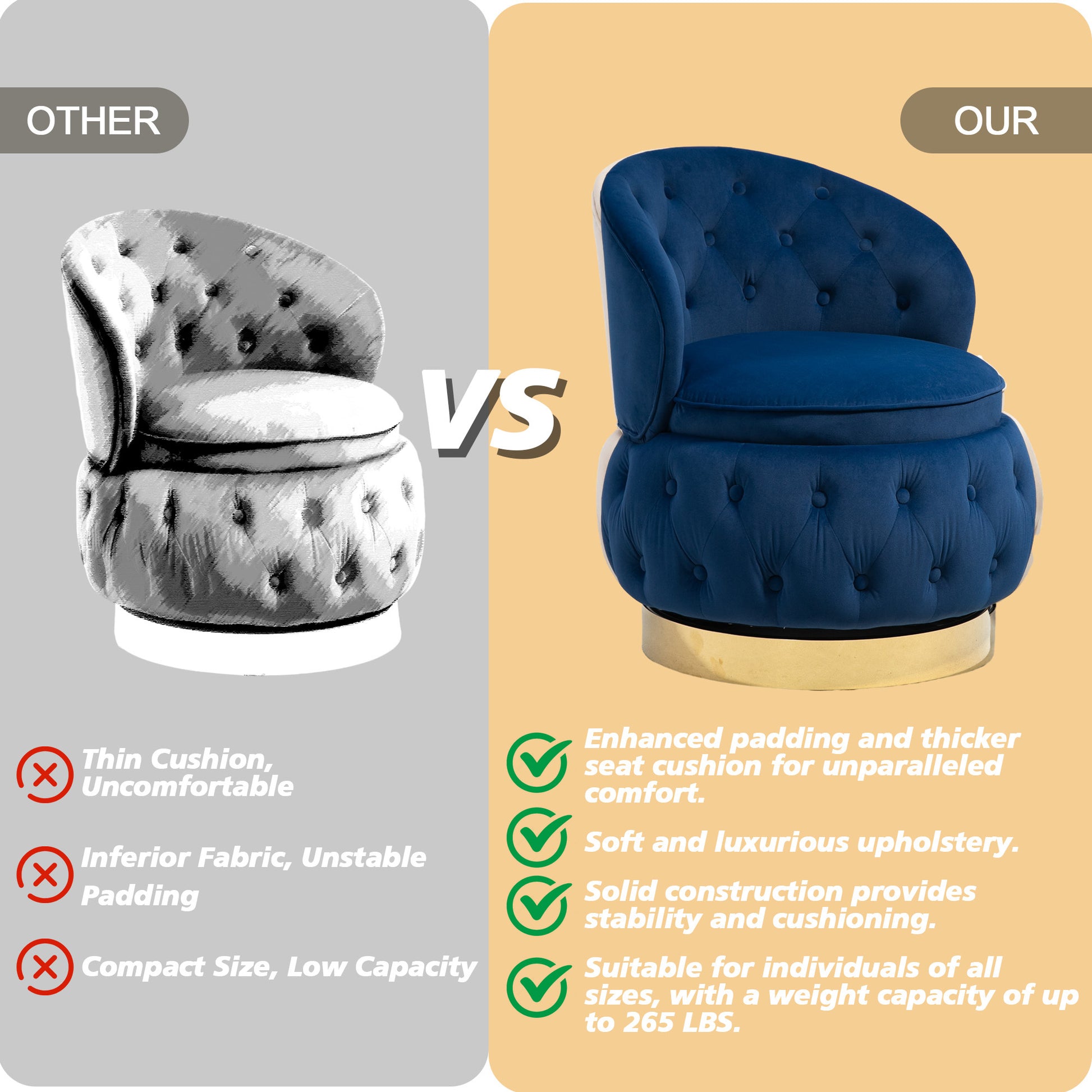 360 Degree Swivel Cuddle Barrel Accent Storage Chairs, Round Armchairs With Wide Upholstered, Fluffy Velvet Fabric Chair For Living Room, Bedroom, Office, Waiting Rooms Navy Primary Living Space Foam Velvet