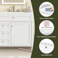 36'' Bathroom Vanity With Top Sink, Modern Bathroom Storage Cabinet With 2 Drawers And A Tip Out Drawer, Single Sink Bathroom Vanity 3 White 1 1 Adjustable Hinges Bathroom Freestanding Solid Wood Mdf Painted