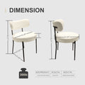 White Dining Chairs Set Of 2, Mid Century Modern Dining Chairs, Kitchen Dining Room Chairs, Curved Backrest Round Upholstered Boucle Dining Chair With Black Metal Legs Metal White Black Kitchen Dining Chairs Foam Velvet