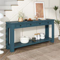 Console Table Sofa Table With Storage Drawers And Bottom Shelf For Entryway Hallway Dark Blue Dark Blue Solid Wood