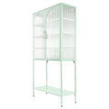 Elegant Floor Cabinet With 2 Glass Arched Doors Living Room Display Cabinet With Adjustable Shelves Anti Tip Dust Free Easy Assembly Light Green Mint Green Tempered Glass Sheet Metal Plastic