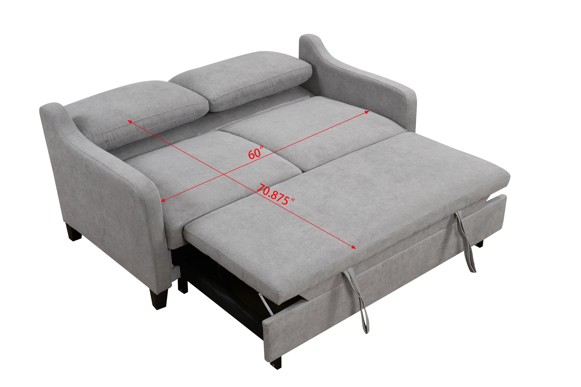 69"3 In 1 Convertible Queen Sleeper Sofa Bed, Modern Fabric Loveseat Futon Sofa Couch W Pullout Bed, Small Beautiful Seat Lounge Sofa W Reclining Backrest, Furniture For Living Room, White Gray