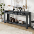 Console Table Sofa Table With Storage Drawers And Bottom Shelf For Entryway Hallway Tan Tan Solid Wood