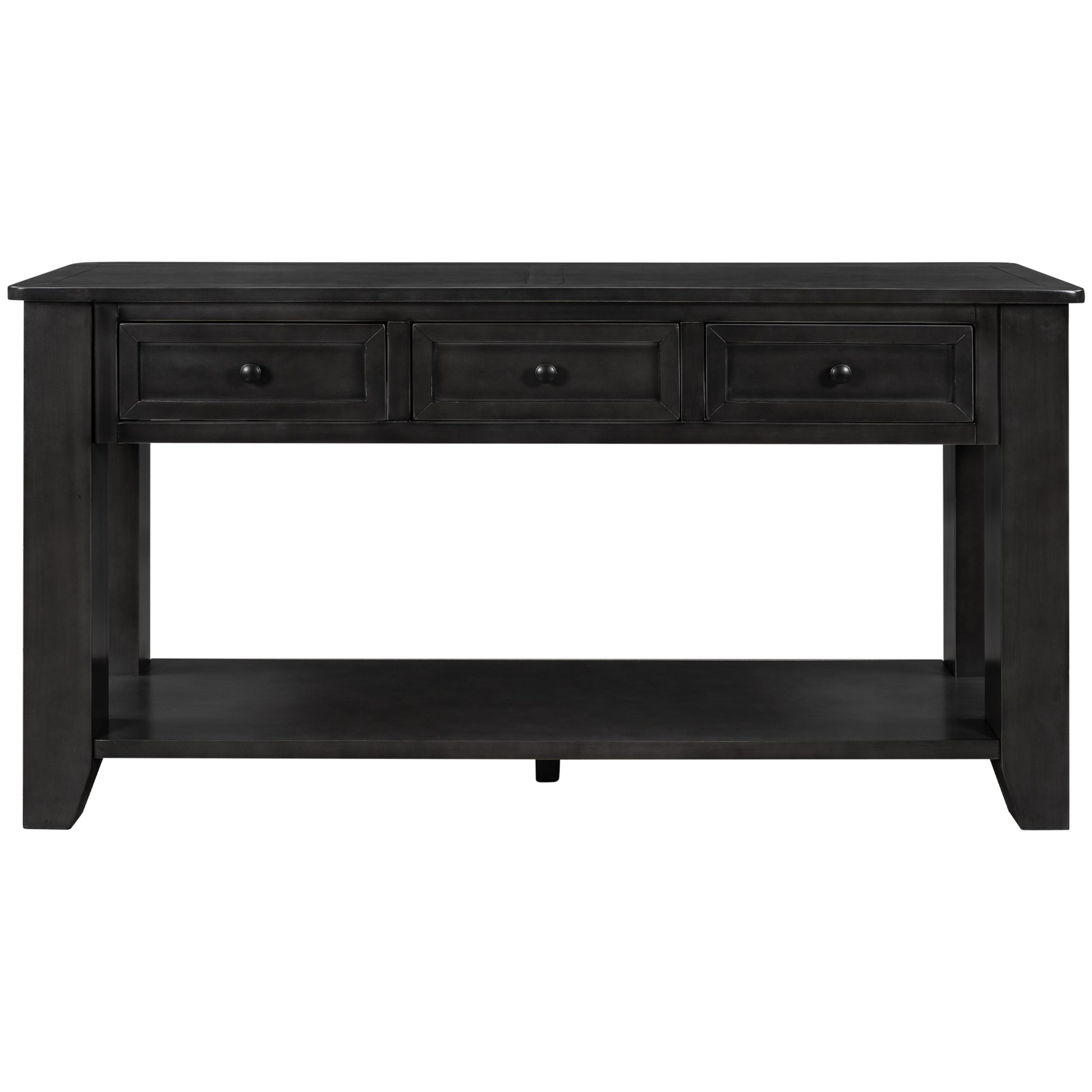 55'' Modern Console Table Sofa Table For Living Room With 3 Drawers And 1 Shelf As Same As Wf299185Aab Black Solid Wood