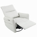 270 Power Swivel Rocker Recliner Chair, Electric Glider Reclining Sofa With Usb Ports, Power Swivel Glider, Rocking Chair Nursery Recliners For Living Room Bedroom Light Gray Solid Light Brown Primary Living Space Push Button Rubberwood Solid Back Wood