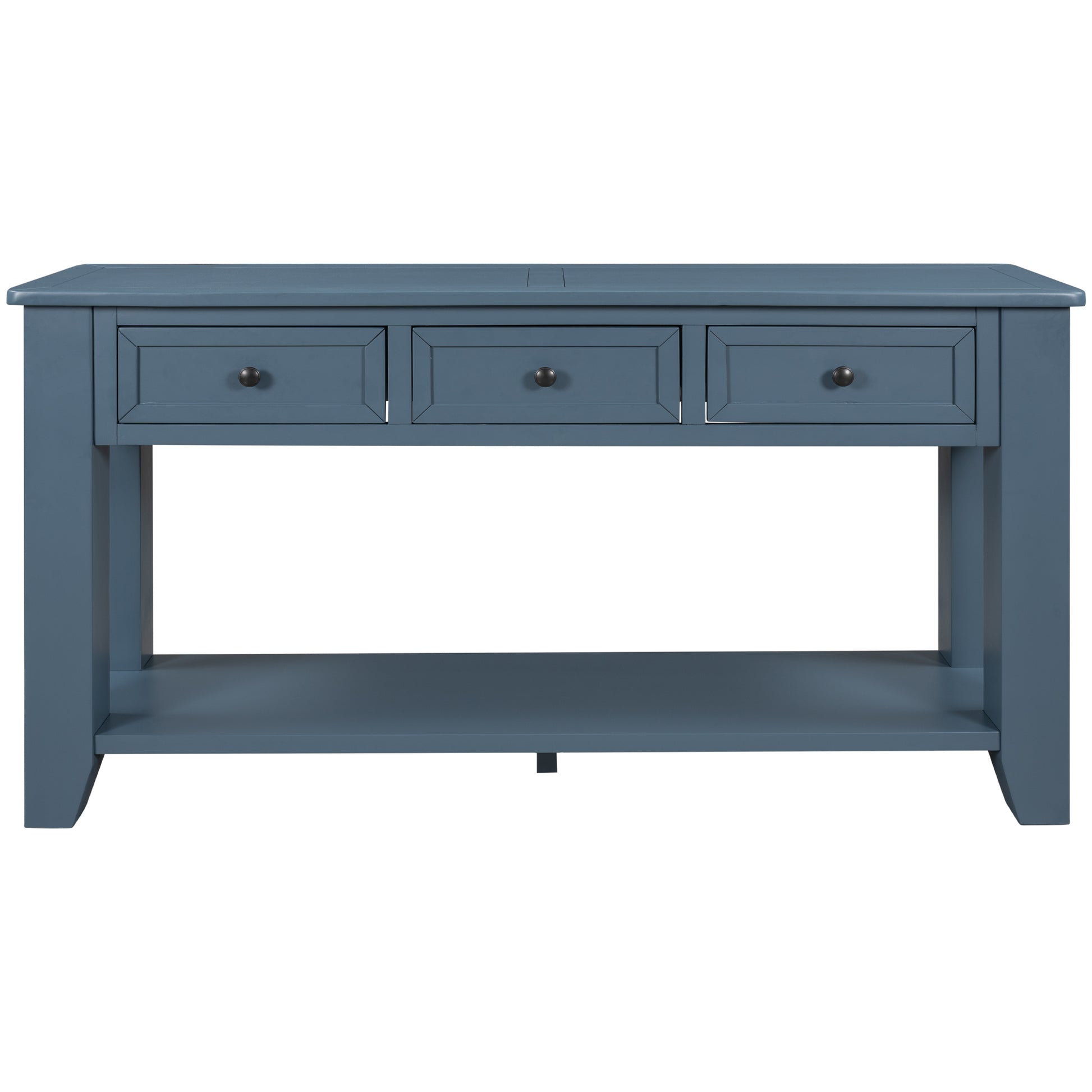 55'' Modern Console Table Sofa Table For Living Room With 3 Drawers And 1 Shelf As Same As Wf299185Aac Blue Solid Wood