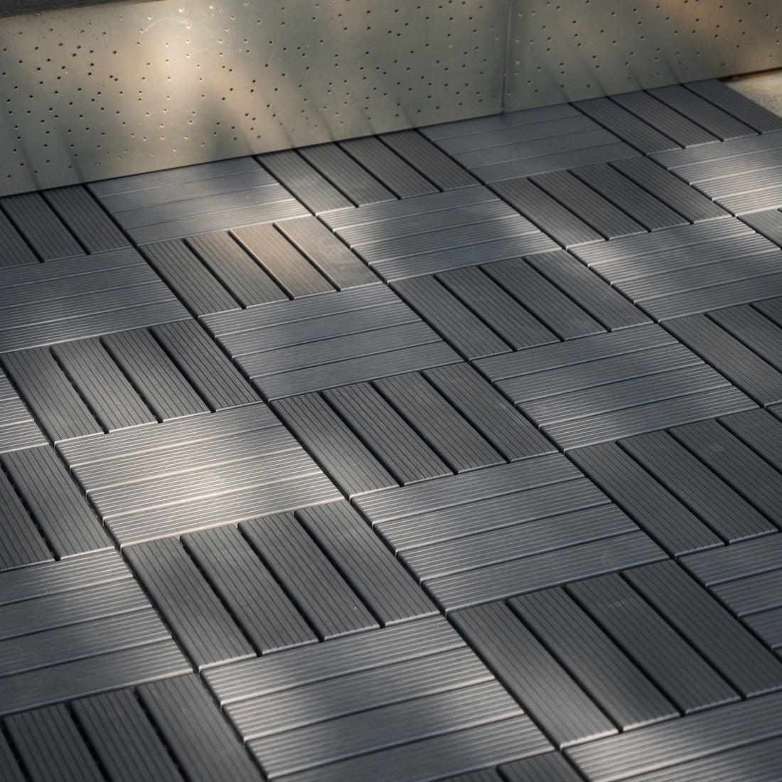 Plastic Interlocking Deck Tiles,44 Pack Patio Deck Tiles,12"X12" Square Waterproof Outdoor All Weather Use, Patio Decking Tiles For Poolside Balcony Backyard, Grey Grey Polypropylene