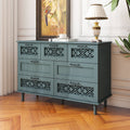 7 Drawer Cabinet, American Furniture, Suitable For Bedroom, Living Room, Study Dark Green Particle Board