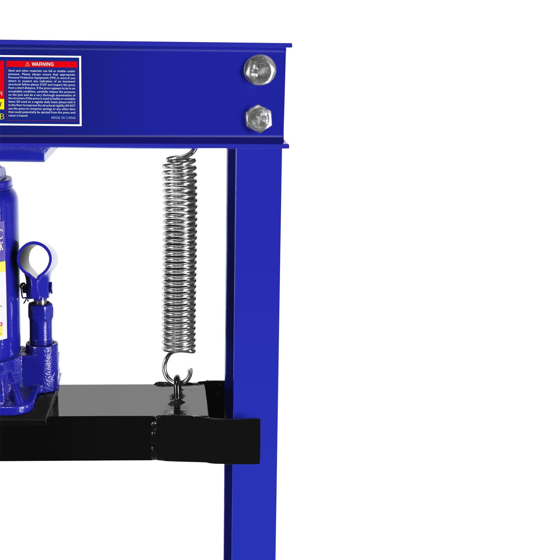 Steel H Frame Hydraulic Shop Press With Stamping Plates To Bend, Straighten, Or Press Parts, With A Pressure Gauge, Install Bearings And U Joints, 12 Ton 24,000 Lb Capacity Blue Steel