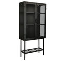 Industrial Cabinet Cupboard With 2 Metal Mesh Doors Adjustable Shelves And Feet Bottom Shelf Anti Tip Dust Free Kitchen Credenza Sideboard Black Black Steel