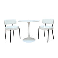 White Dining Chairs Set Of 2, Mid Century Modern Dining Chairs, Kitchen Dining Room Chairs, Curved Backrest Round Upholstered Boucle Dining Chair With Black Metal Legs Metal White Black Kitchen Dining Chairs Foam Velvet