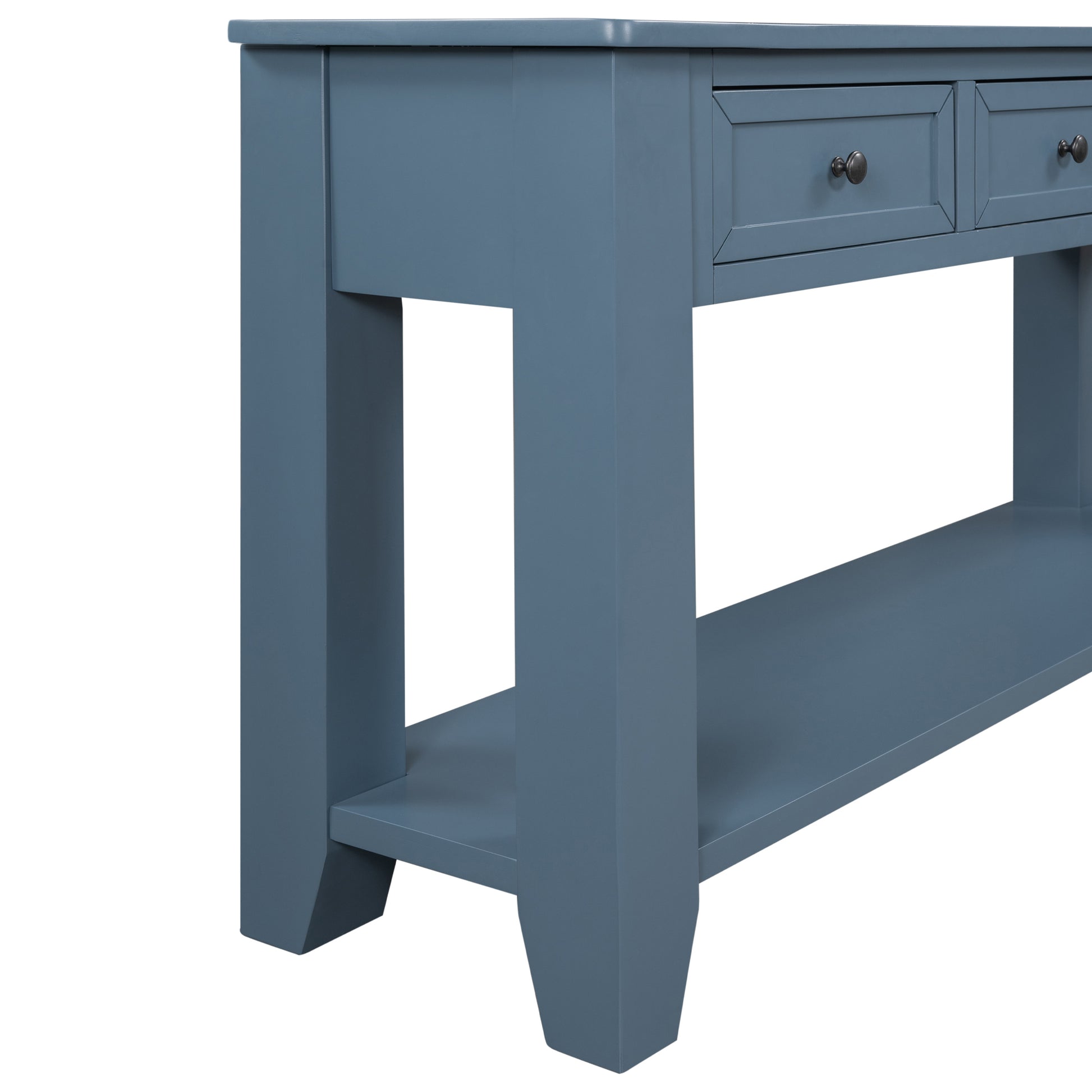 55'' Modern Console Table Sofa Table For Living Room With 3 Drawers And 1 Shelf As Same As Wf299185Aac Blue Solid Wood