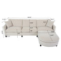 107.87'Sectional Sofa Couch With 1 Ottoman,Seat Cushion And Back Cushion Removable Beige Polyester