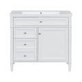 36'' Bathroom Vanity With Top Sink, Modern Bathroom Storage Cabinet With 2 Drawers And A Tip Out Drawer, Single Sink Bathroom Vanity 3 White 1 1 Adjustable Hinges Bathroom Freestanding Solid Wood Mdf Painted