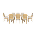 Rustic Extendable 84Inch Dining Table Set With 24Inch Removable Leaf6 Upholstered Armless Dining Chairs And 2 Padded Arm Chairs, 9 Pieces, Natural Wood Dining Room Extendable Rubberwood Rectangular Dining Table With Chair Upholstered Chair Wood Natural