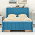 Full Size Platform Bed With Drawers And Storage Shelves, Blue Blue Solid Wood Mdf