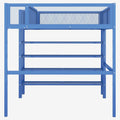 Full Size Metal Loft Bed With 4 Tier Shelves And Storage, Blue Full Blue Metal
